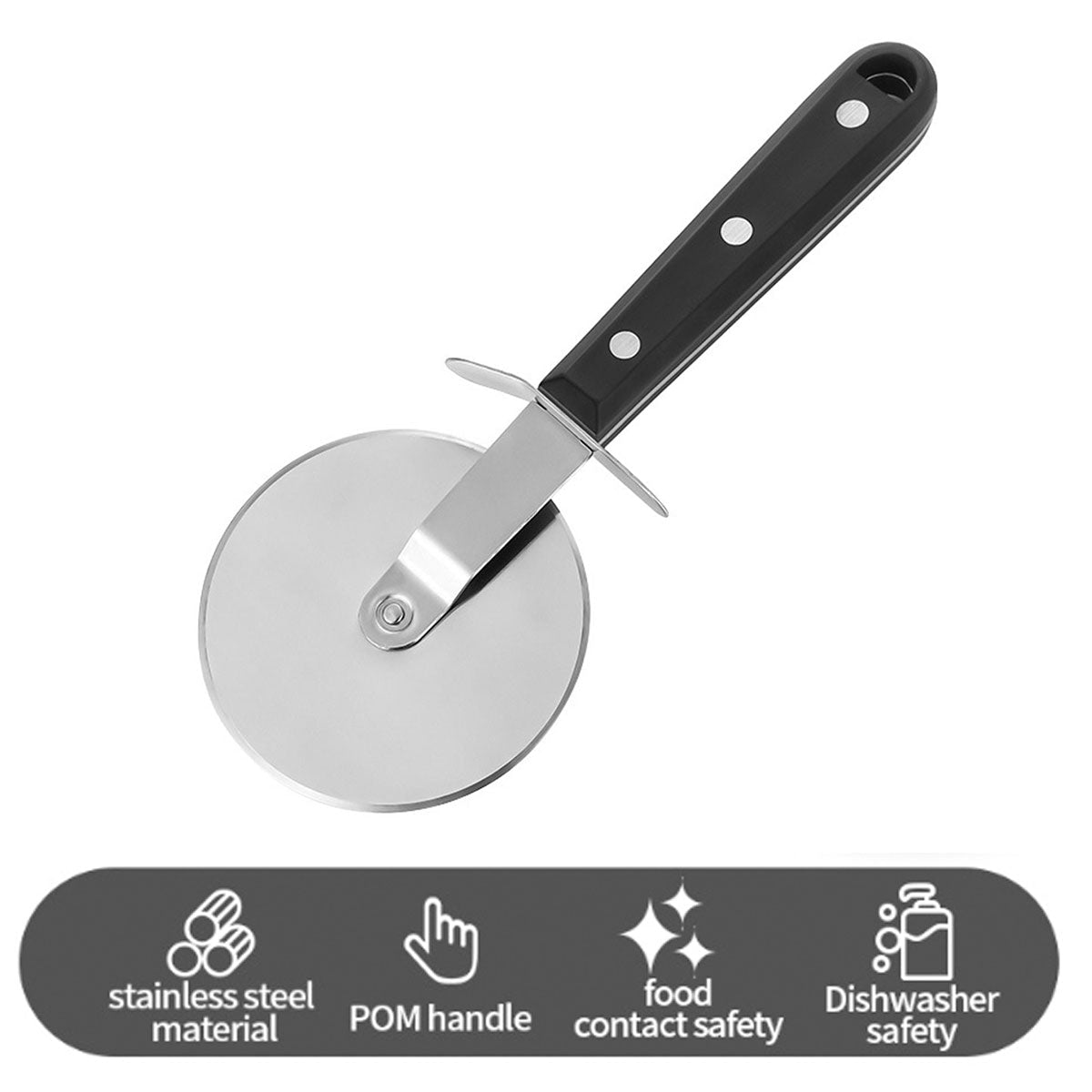 Stainless Steel Pizza Wheel Cutter with Finger Guard - view 5