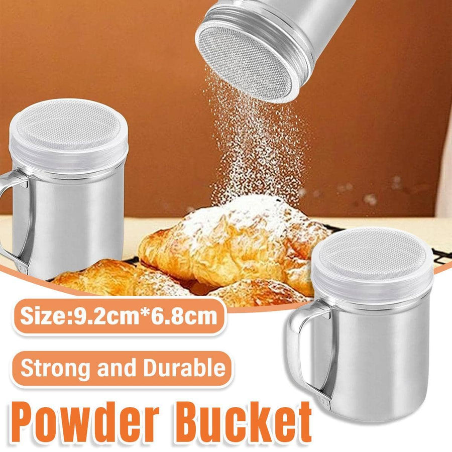 Stainless Steel Powder Shaker with Mesh Lid, 8 x 6cm - Silver