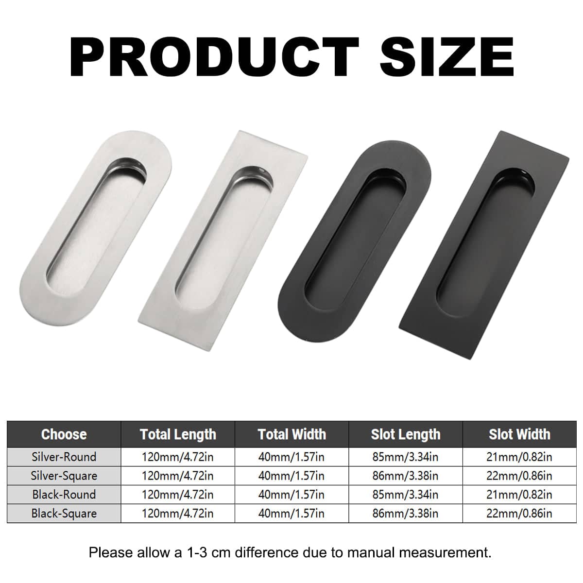 Stainless Steel Recessed Cabinet Handle for Drawers and Doors - Black, Round Style - view 4