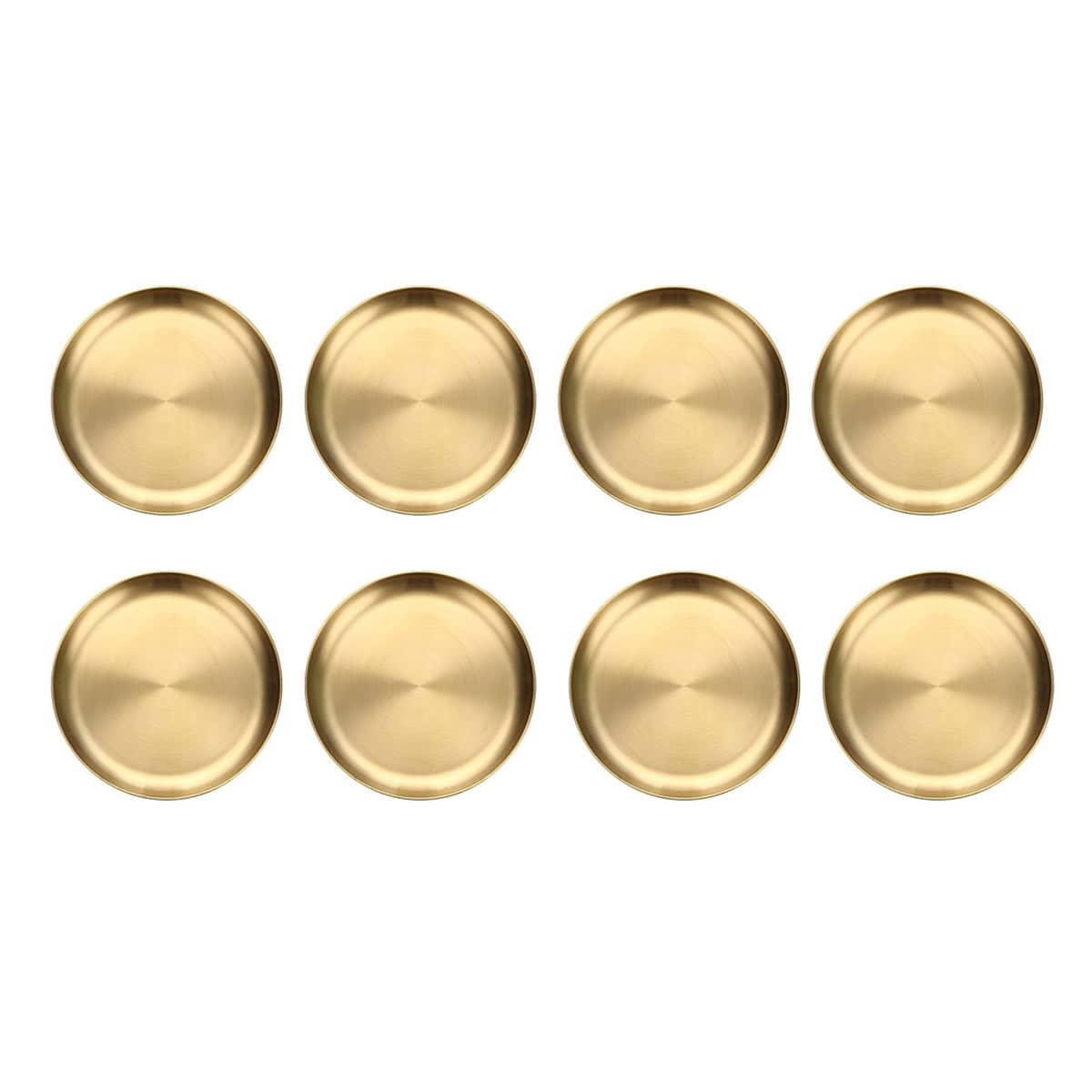 Stainless Steel Round Serving Plate Set of 8 Gold 20 cm Korean Style - view 2