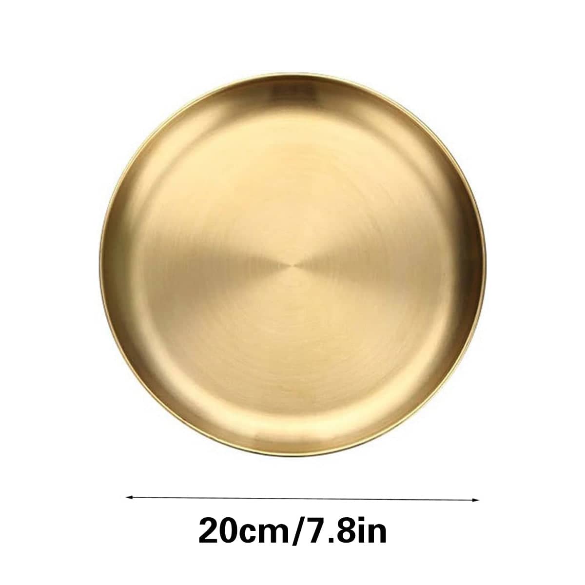 Stainless Steel Round Serving Plate Set of 8 Gold 20 cm Korean Style - view 3