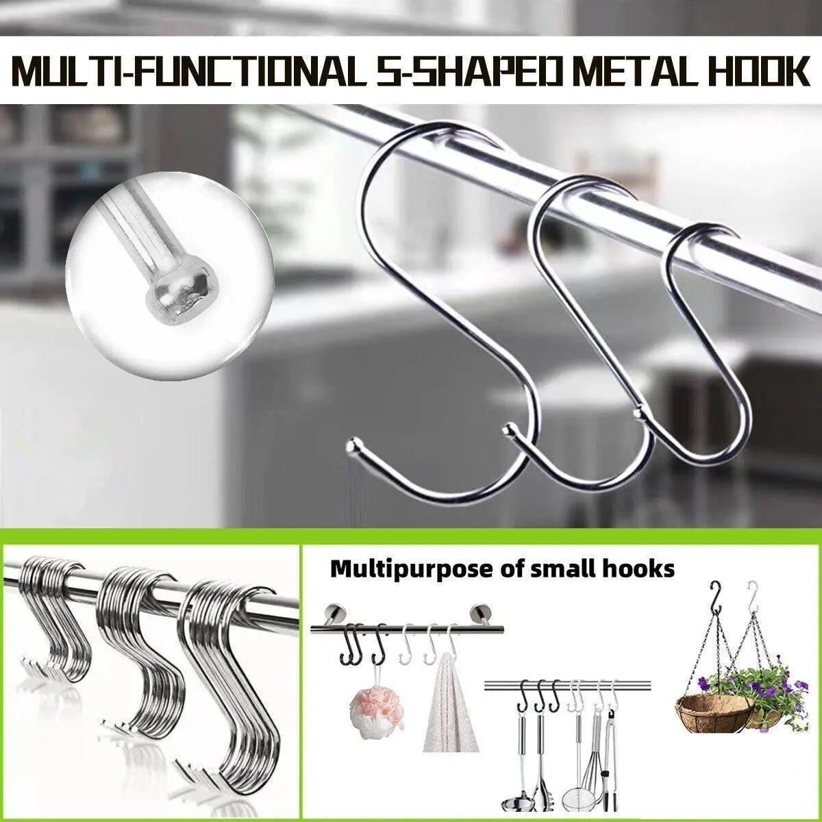 Stainless Steel S Hooks 7cm for Kitchen and Wardrobe - Small (7cm), 20 Pieces - view 2