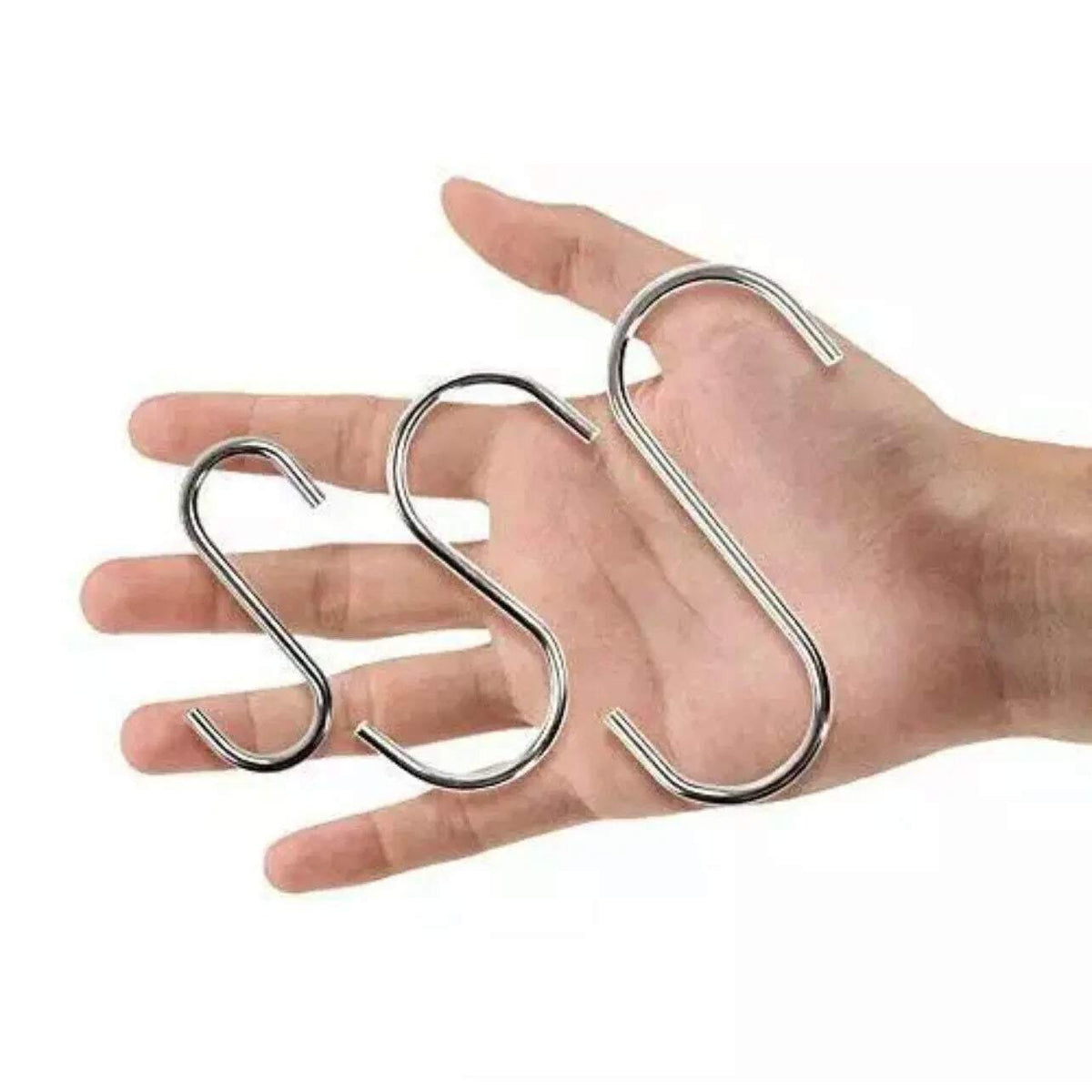 Stainless Steel S Hooks for Kitchen, Wardrobe and Plants - Medium (8cm), 20PCS - view 3