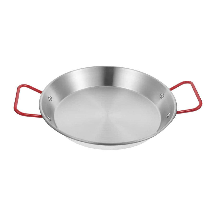 Stainless Steel Seafood Plate with Red Handles - 28 cm Diameter