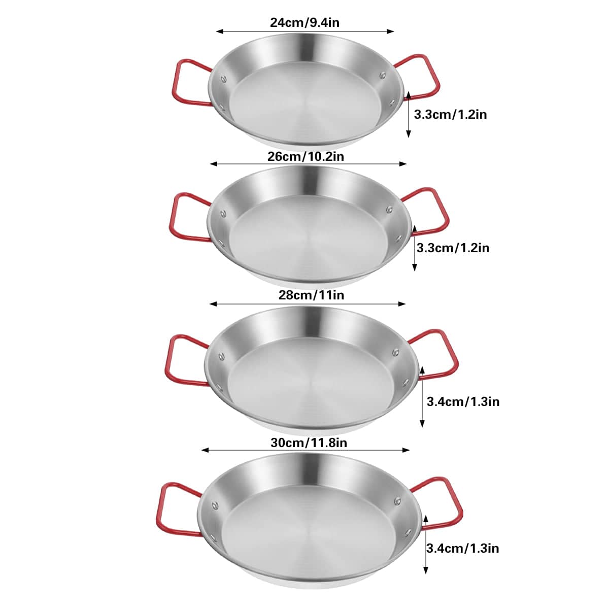 Stainless Steel Seafood Plate with Red Handles - 28 cm Diameter - view 4
