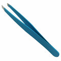 Stainless Steel Slanted Tip Eyebrow Hair Tweezers with Cap - Blue