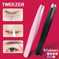 Stainless Steel Slanted Tip Eyebrow Hair Tweezers with Cap - Blue - view 2