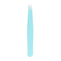 Stainless Steel Slanted Tip Eyebrow Hair Tweezers with Cap - Light Blue
