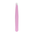Stainless Steel Slanted Tip Eyebrow Hair Tweezers with Cap - Light Purple