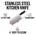 Stainless Steel Slicing Kitchen Knife 315 mm Blade Black Ribbed Handle - view 5
