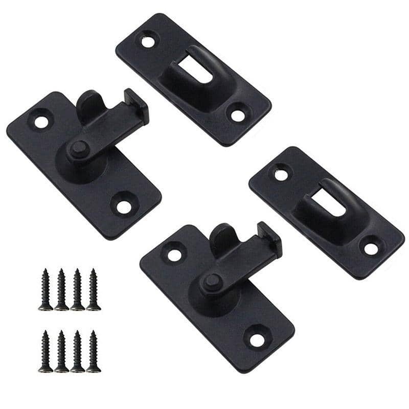 Stainless Steel Sliding Door Lock Hasp, 90 Degree - Black, Pack of 2