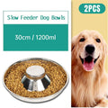Stainless Steel Slow Feeder Pet Food Bowl for Dogs and Cats, Pack of 2