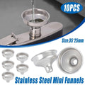 Stainless Steel Small Funnel Set for Hip Flasks and Camping, Pack of 10
