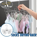 Stainless Steel Sock Drying Rack with 20 Clips, Foldable and Rotating