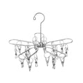 Stainless Steel Sock Drying Rack with 20 Clips, Foldable and Rotating - view 2