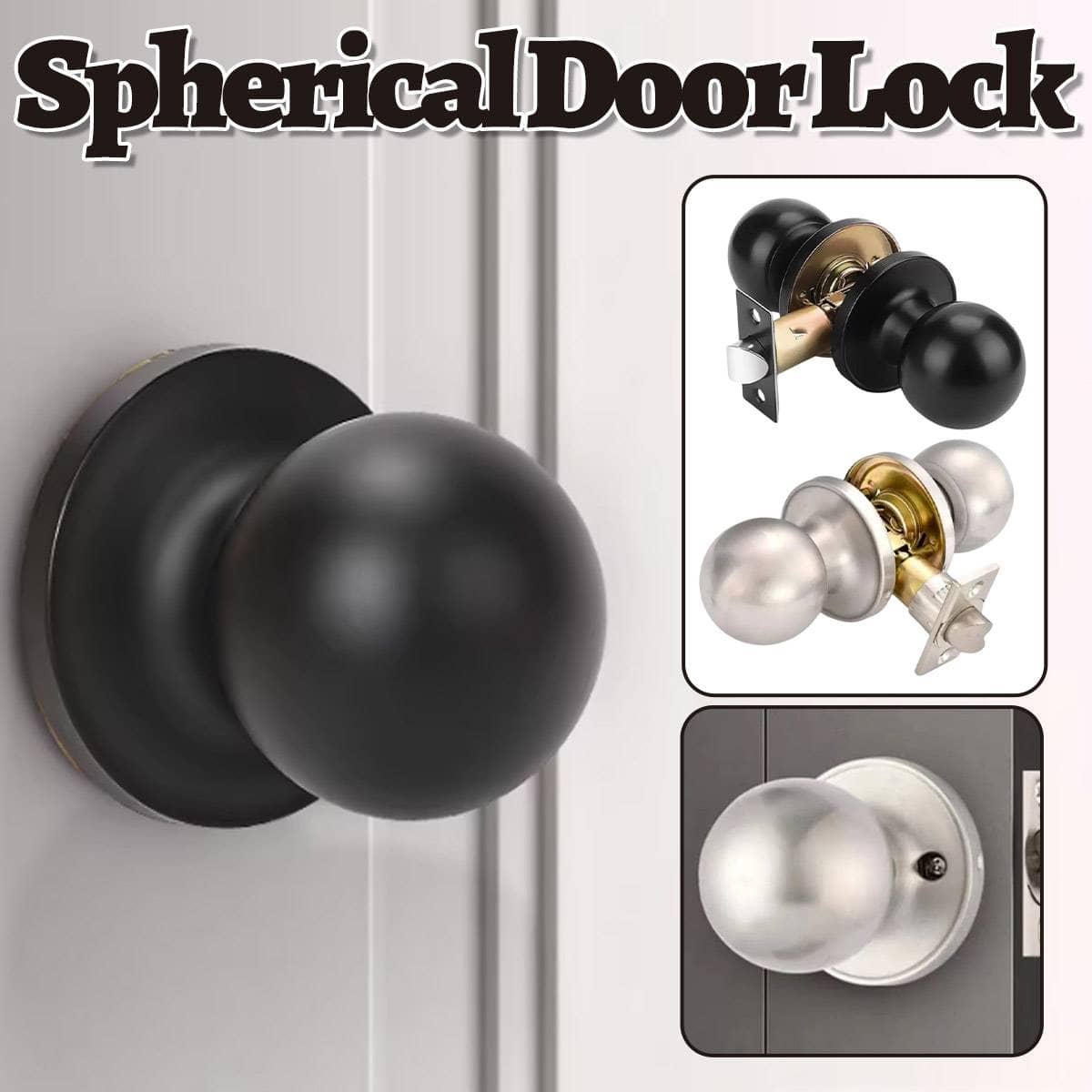 Stainless Steel Spherical Door Knob, Keyless Passage - Silver - view 2
