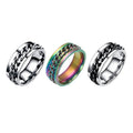 Stainless Steel Spinner Fidget Ring with Rotating Chain, Size 13 - Rainbow - view 3