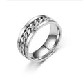 Stainless Steel Spinner Fidget Ring with Rotating Chain, Size 13 - Silver