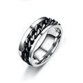 Stainless Steel Spinner Ring, 8 mm Band, Size 8 - Black Chain