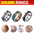 Stainless Steel Spinner Ring, 8 mm Band, Size 8 - Black Chain - view 2