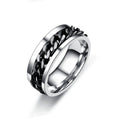 Stainless Steel Spinner Ring with Chain, 8mm Wide, Size 12 - Black