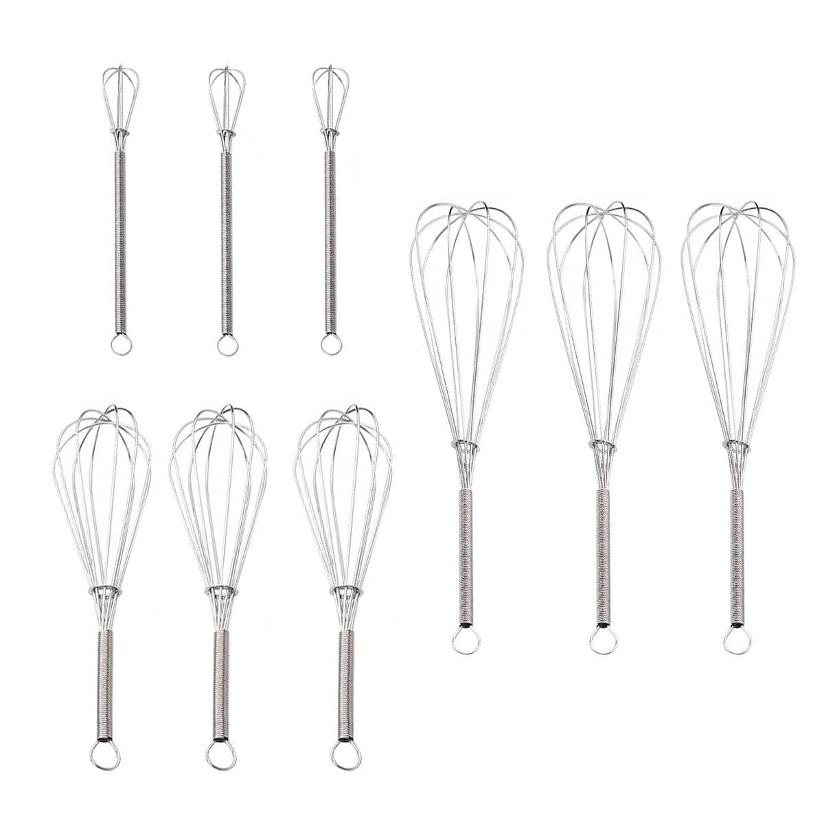 Stainless Steel Spring Whisk Set of 9 in Three Sizes 15.5 to 31 cm - view 2