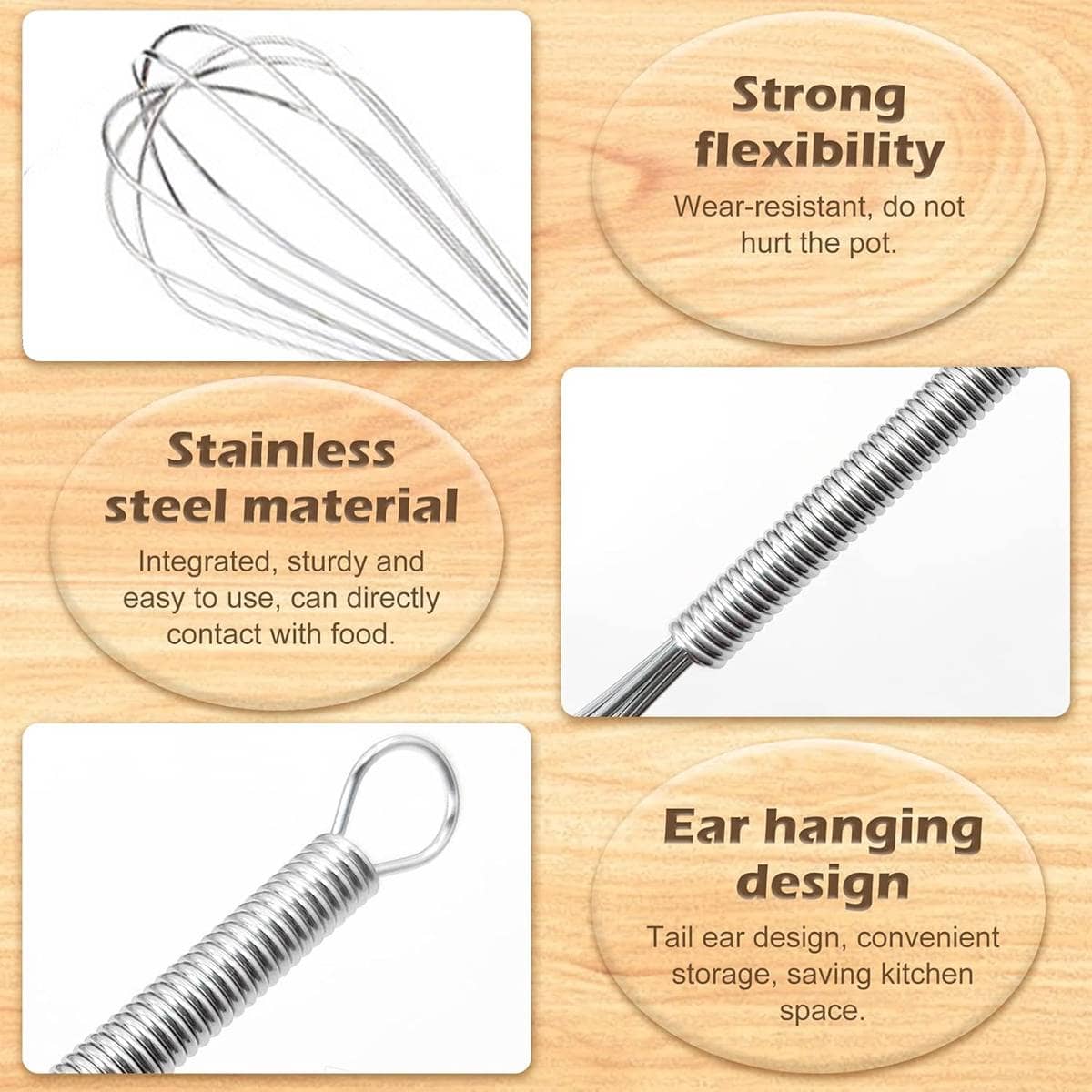 Stainless Steel Spring Whisk Set of 9 in Three Sizes 15.5 to 31 cm - view 4
