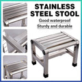 Stainless Steel Square Stool Waterproof Anti Slip Bathroom Stool, Silver