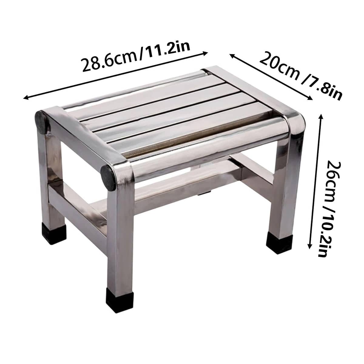 Stainless Steel Square Stool Waterproof Anti Slip Bathroom Stool, Silver - view 3