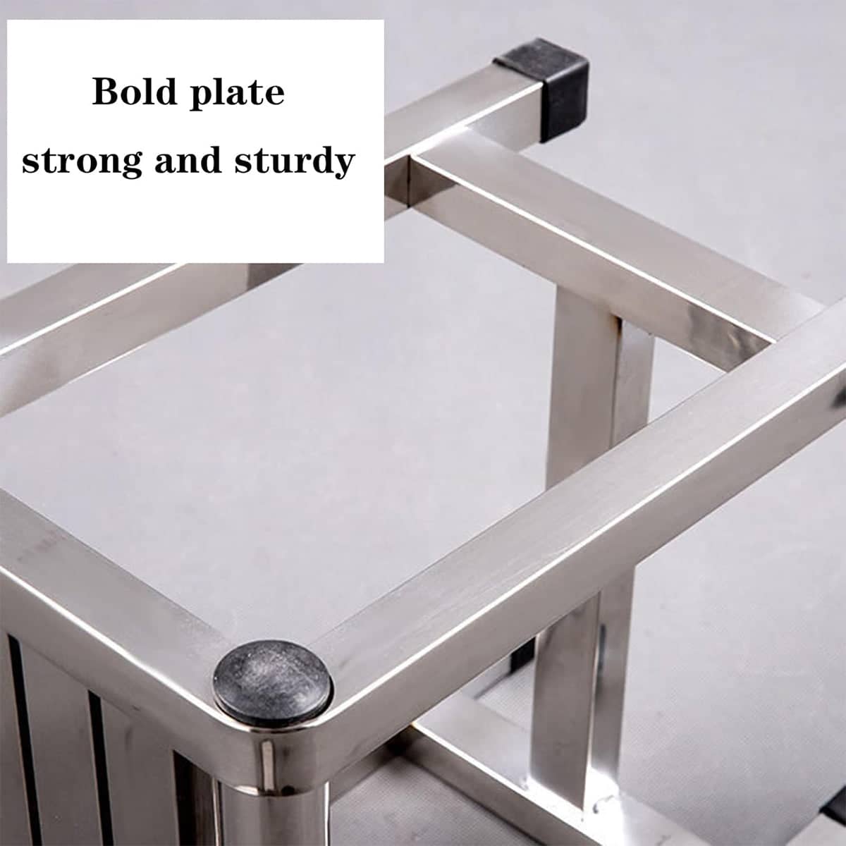 Stainless Steel Square Stool Waterproof Anti Slip Bathroom Stool, Silver - view 4