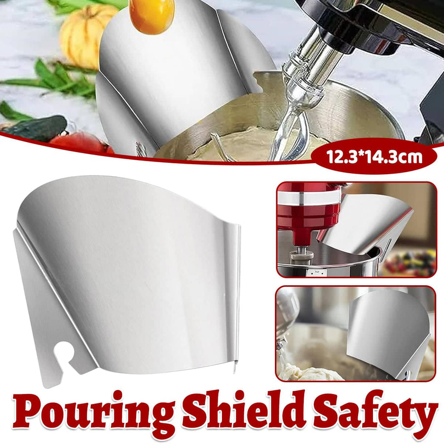 Stainless Steel Stand Mixer Pouring Shield with Wide Chute - Silver