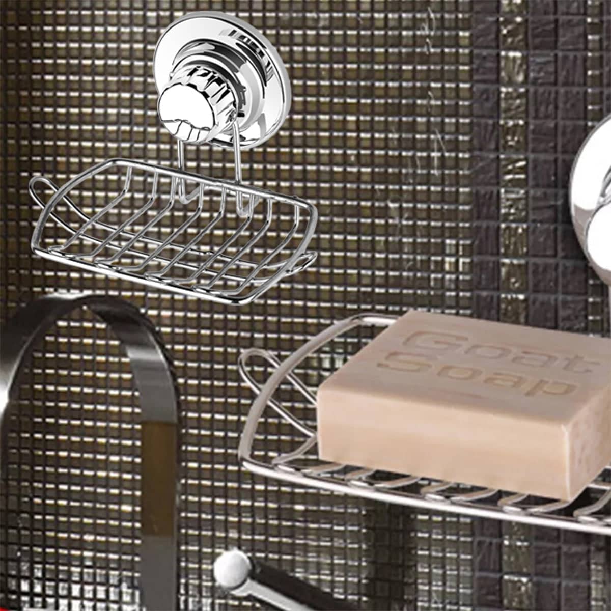 Stainless Steel Suction Cup Soap Dish Rack for Tile and Glass Walls - view 4