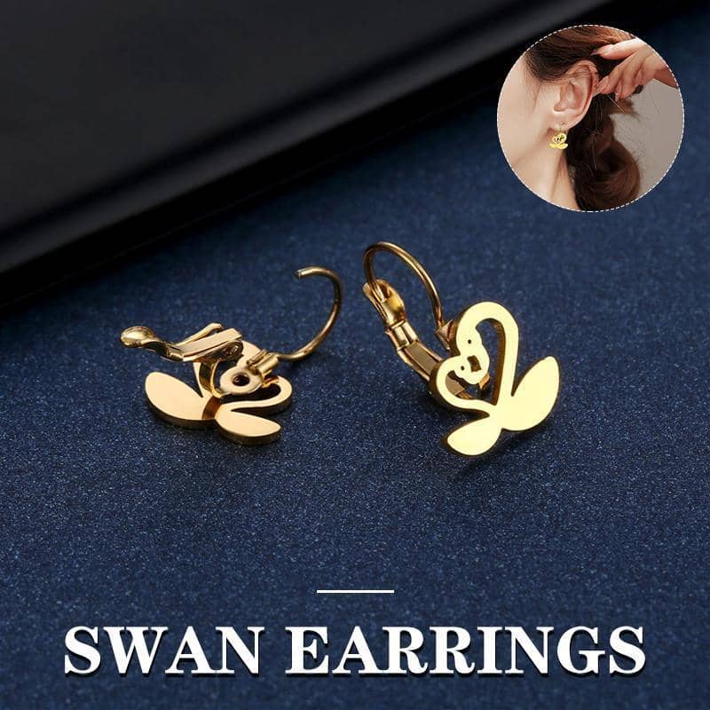 Stainless Steel Swan Dangle Earrings, Bird and Animal Charm Jewellery for Women