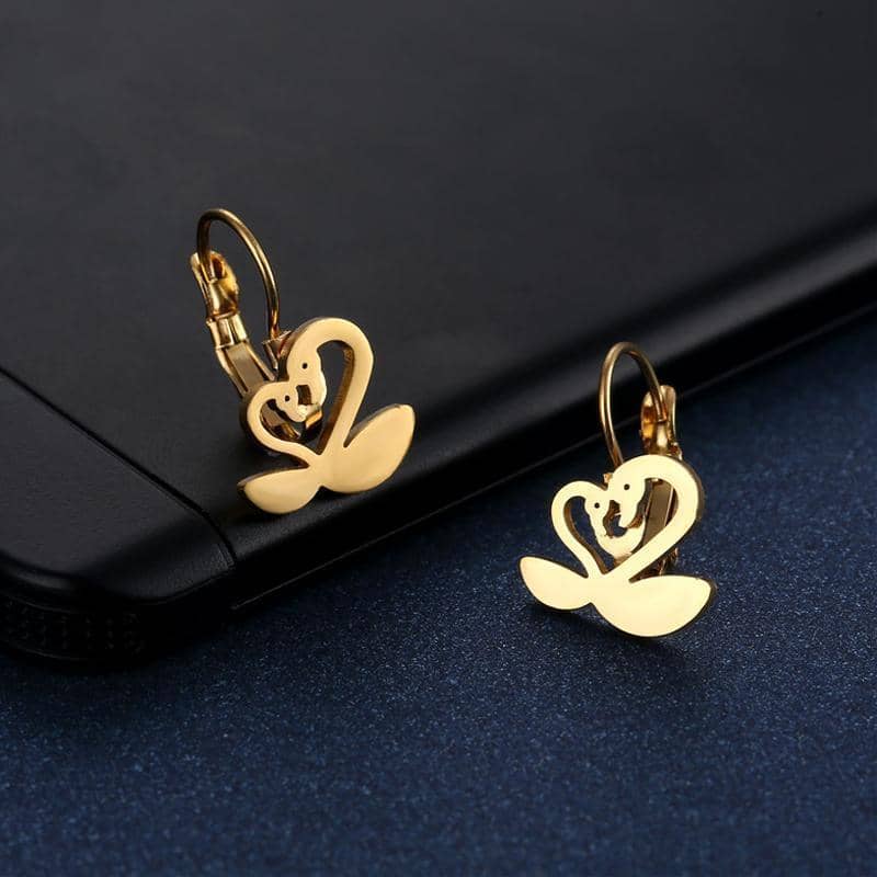 Stainless Steel Swan Dangle Earrings, Bird and Animal Charm Jewellery for Women - view 5