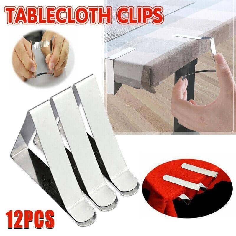 Stainless Steel Tablecloth Clips for Picnic and Party Tables, Pack of 12
