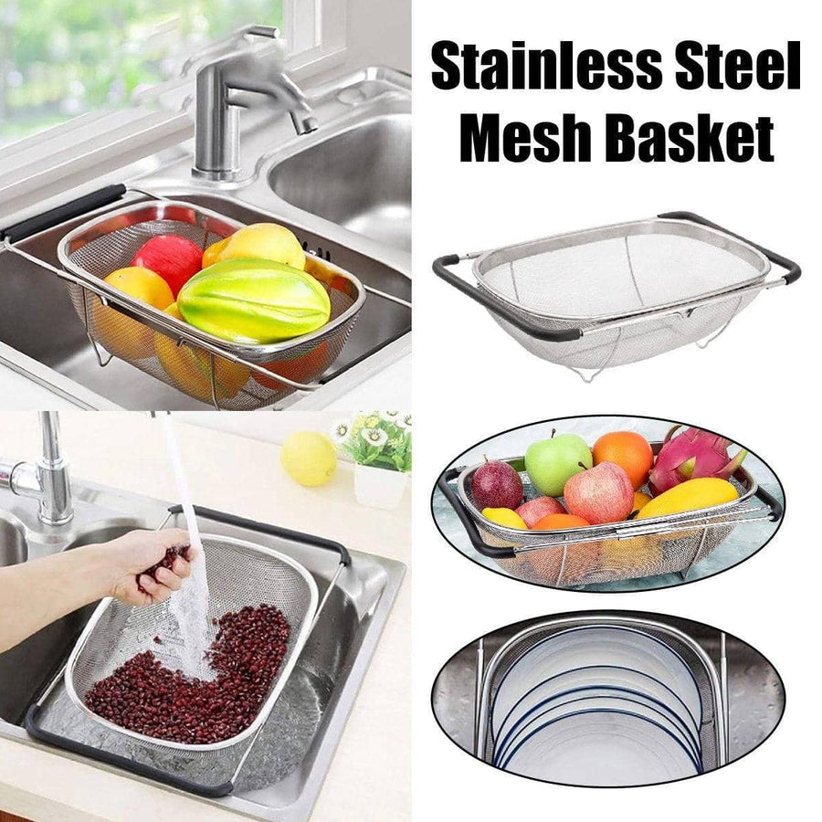Stainless Steel Telescopic Sink Basket Strainer for Fruit and Vegetables