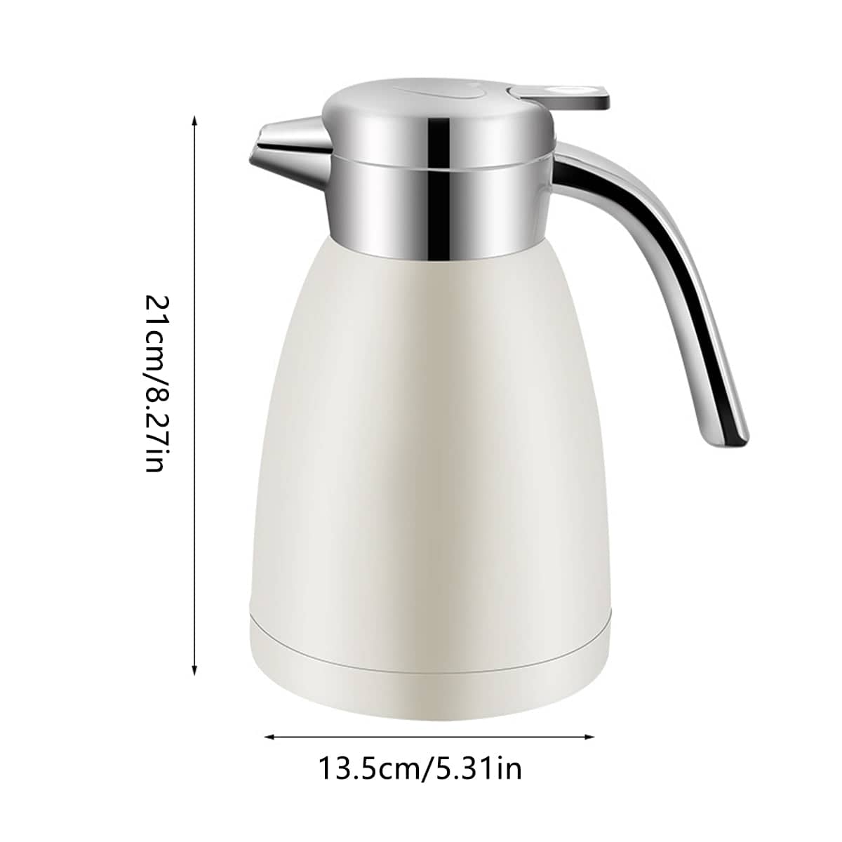 Stainless Steel Thermos Flask and Teapot, 21 cm, Vacuum Insulated - White - view 4