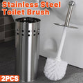 Stainless Steel Toilet Brush Set with Long Handle and Holder, Pack of 2