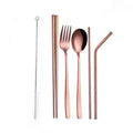 Stainless Steel Travel Cutlery Set with Straws and Case, 8 Piece - Rainbow - view 5