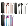 Stainless Steel Travel Cutlery Set with Straws and Case, 8 Piece - Rose Gold - view 3