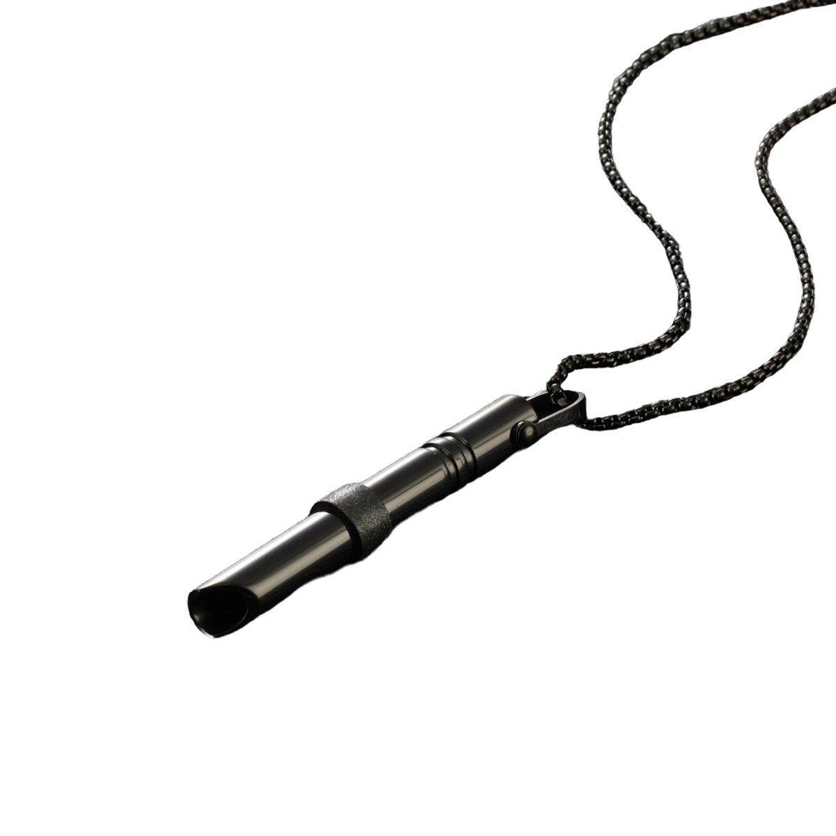 Stainless Steel Tube Pendant Necklace - Black