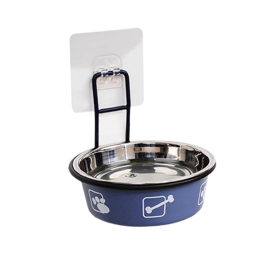 Stainless Steel Wall Mounted Pet Bowl - Blue, 12 cm