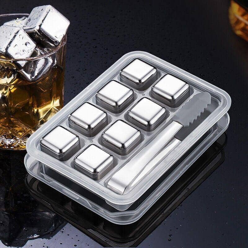 Stainless Steel Whisky Stones, Set of 8 with Tongs and Case - view 3