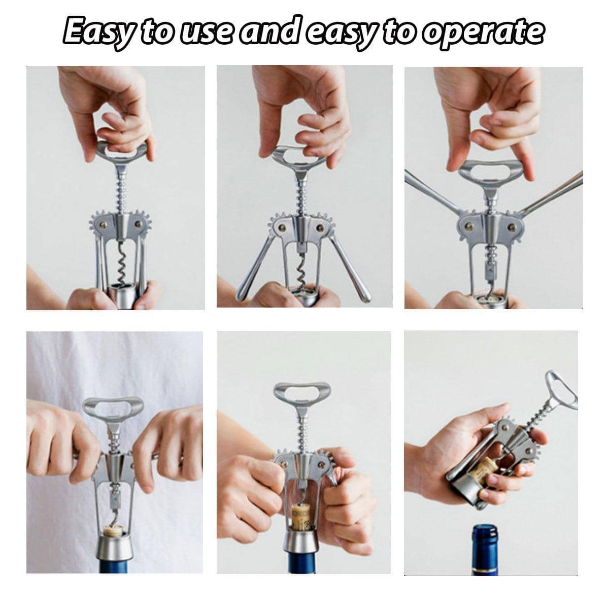 Stainless Steel Wine Bottle Opener and Corkscrew Set, Set of 3 - view 4