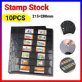 Stamp Album Refill Pages - Black Double-Sided, 7 Strips, 9 Holes, Pack of 10