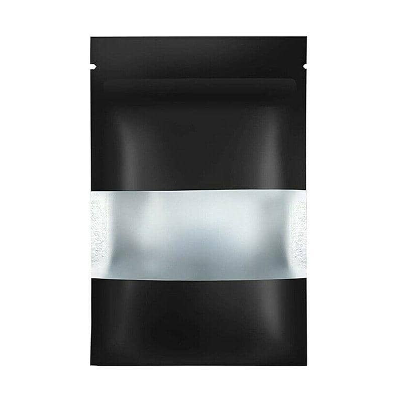 Stand up Food Pouches with Clear Window and Heat Seal Zip - Black Matte, Pack of 25, 9 x 13 cm