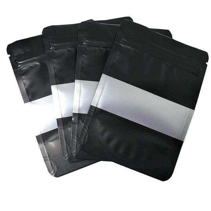 Stand up Food Pouches with Clear Window and Heat Seal Zip - Black Matte, Pack of 25, 9 x 13 cm - view 3