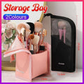Stand-Up Makeup Brush Holder Cosmetic Bag with Zip - Black - view 2