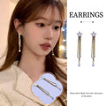 Star Pearl Tassel Dangle Earrings for Women, Gold and White