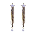 Star Pearl Tassel Dangle Earrings for Women, Gold and White - view 2